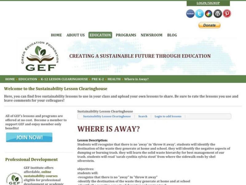 Where Is Away? Lesson Plan