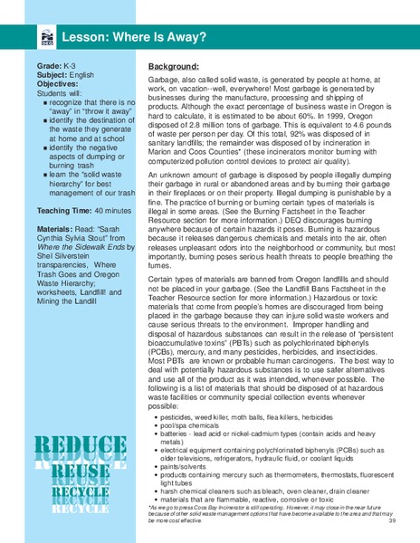 Where Is Away? Lesson Plan