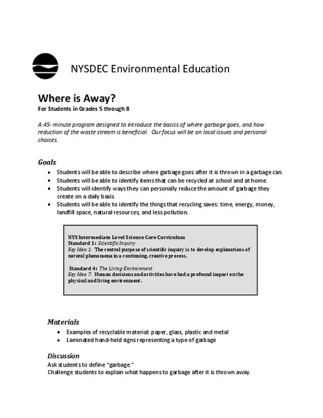 Where is Away? Lesson Plan