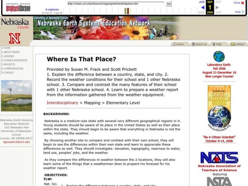 Where Is That Place? Lesson Plan