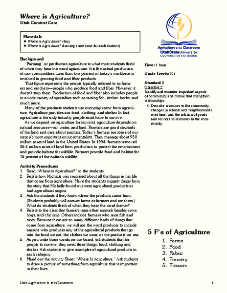 Where is Agriculture? Lesson Plan
