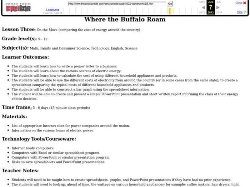 Where the Buffalo Roam Lesson Plan