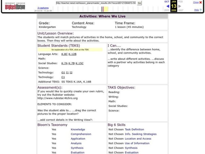 Where We Live Lesson Plan