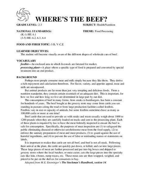 WHERE'S THE BEEF? Lesson Plan