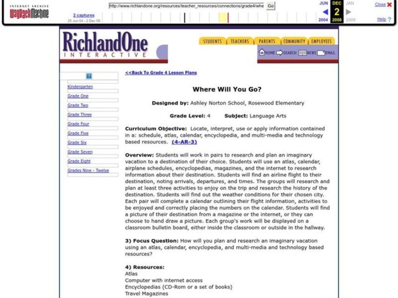 Where Will You Go? Lesson Plan