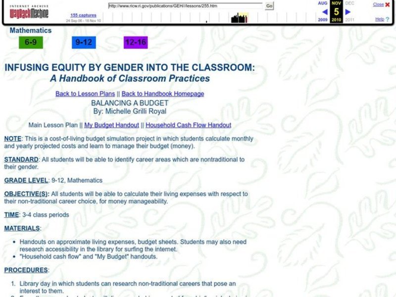 Balancing a Budget Lesson Plan