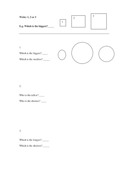 Which is the biggest? Worksheet