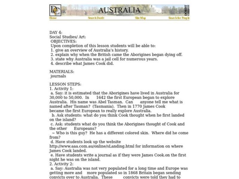Australia Lesson Plan
