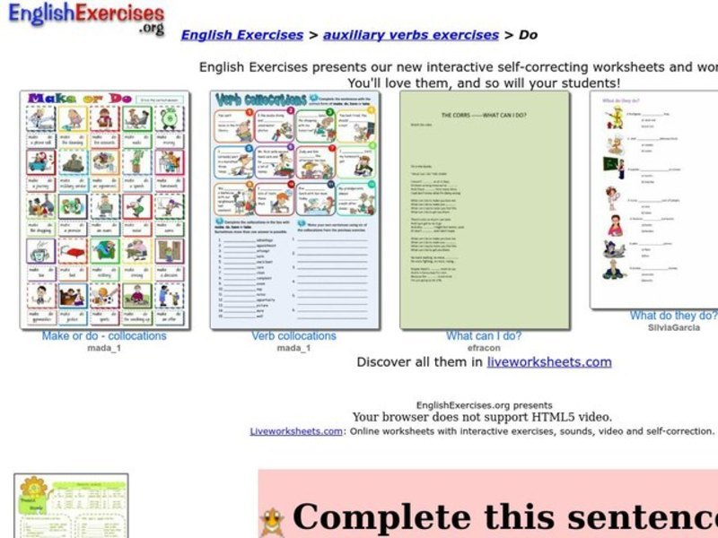 Auxiliary Verbs Exercises Interactive