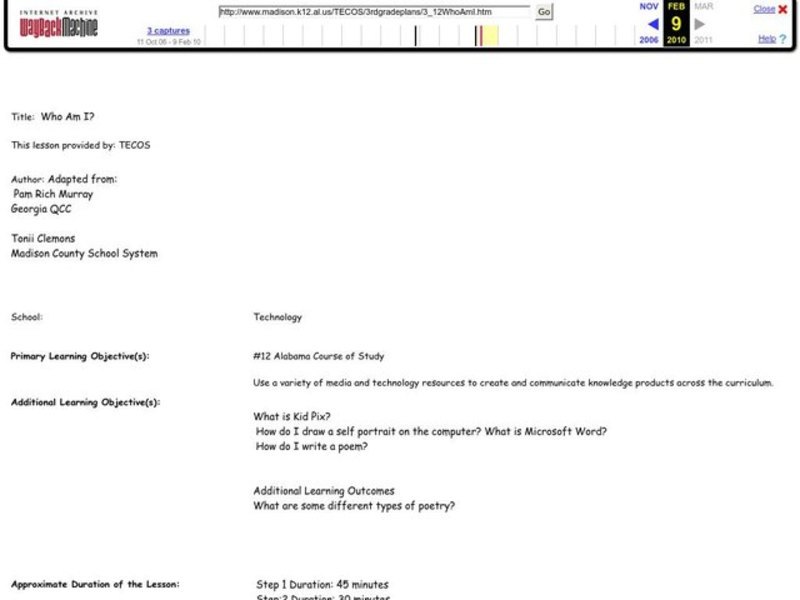 Who Am I? Lesson Plan