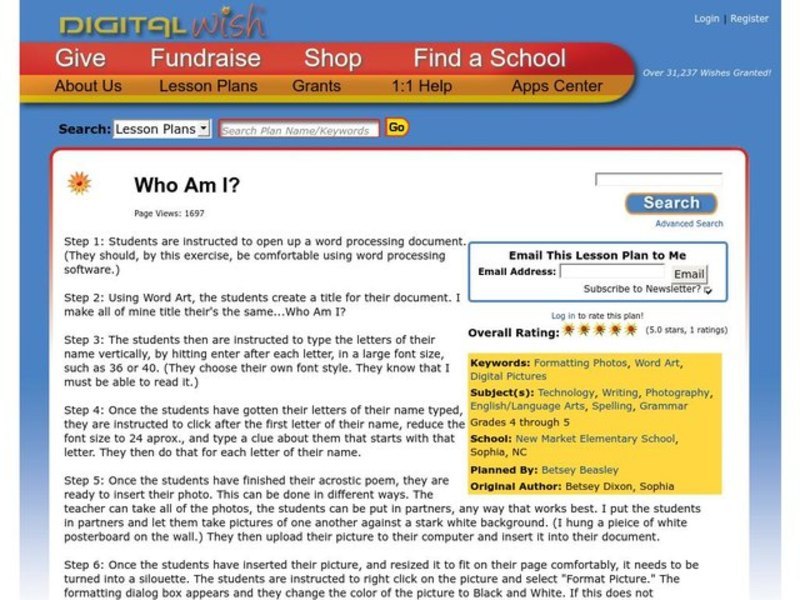 Who Am I? Lesson Plan