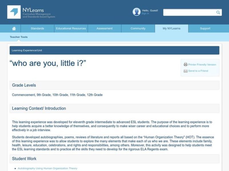 Who Are You? Lesson Plan