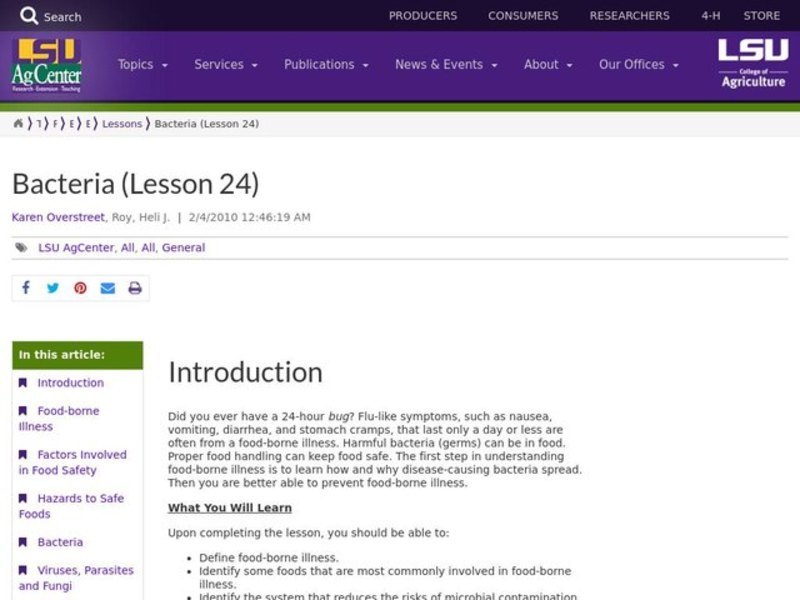 Bacteria  Lesson Plan