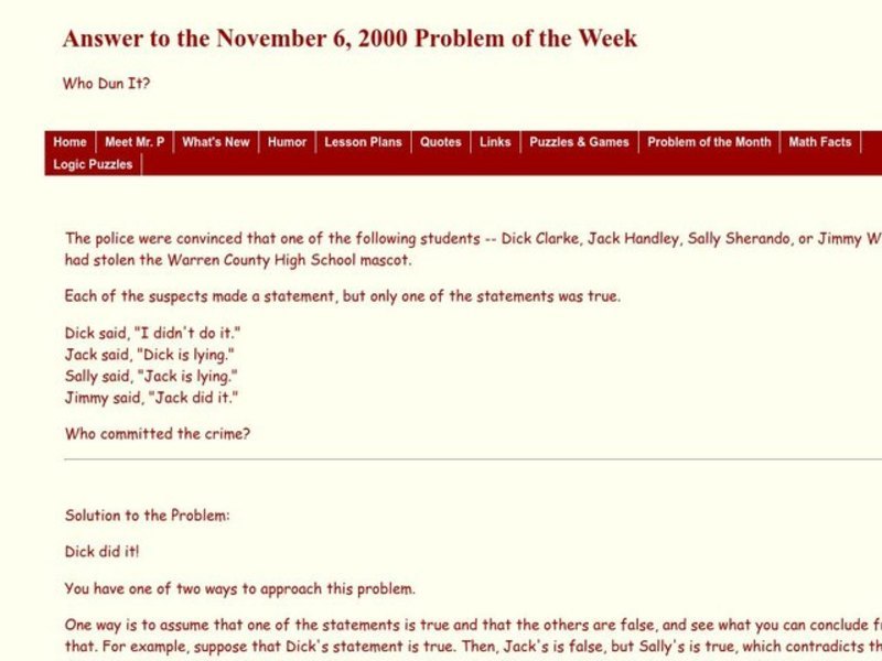 Who Dun It? Worksheet