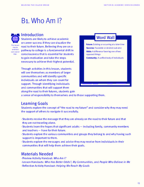 Who Am I? Lesson Plan