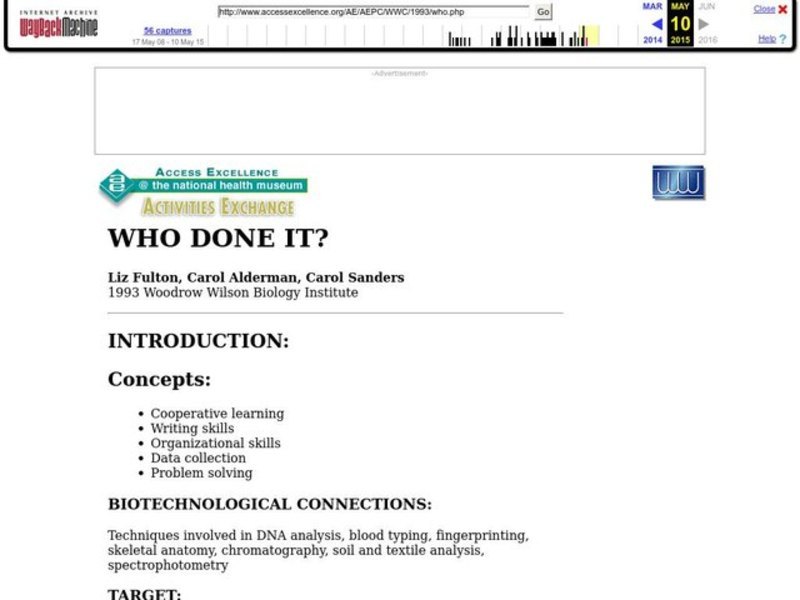 Who Done It? Lesson Plan