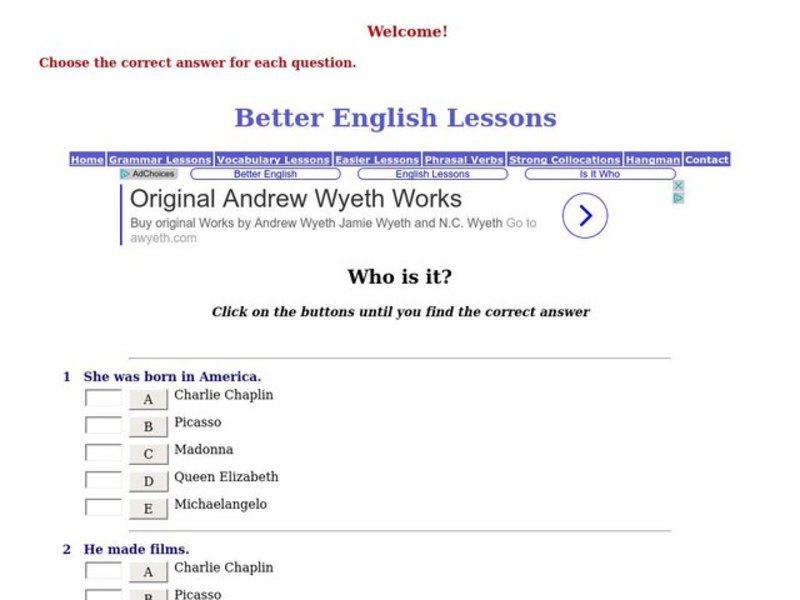 Who is it? Worksheet