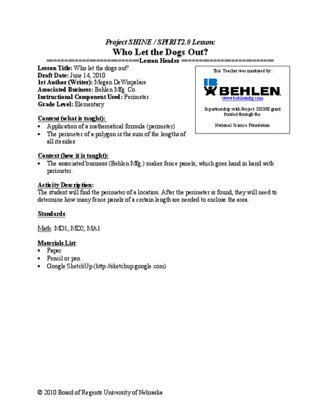 Who Let the Dogs Out? Lesson Plan