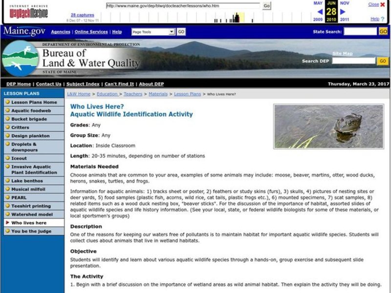Who Lives Here? Lesson Plan