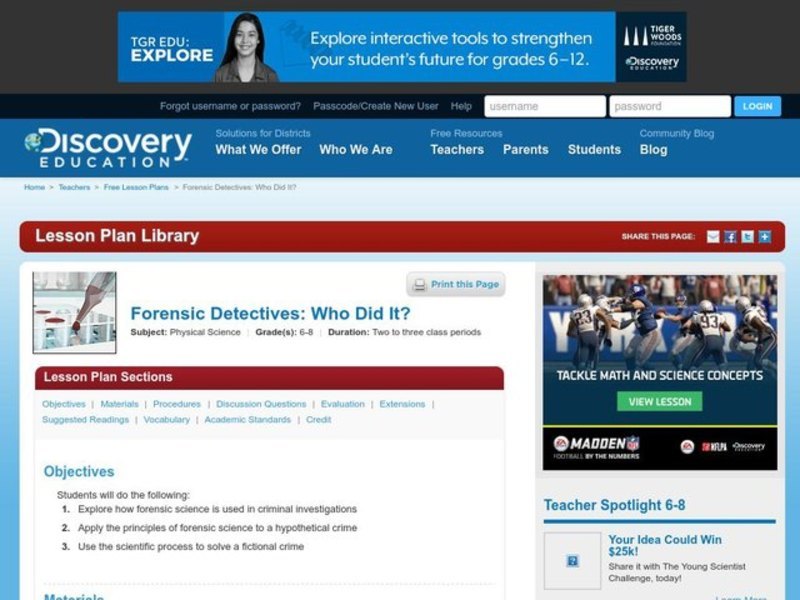 Who Did It? Lesson Plan