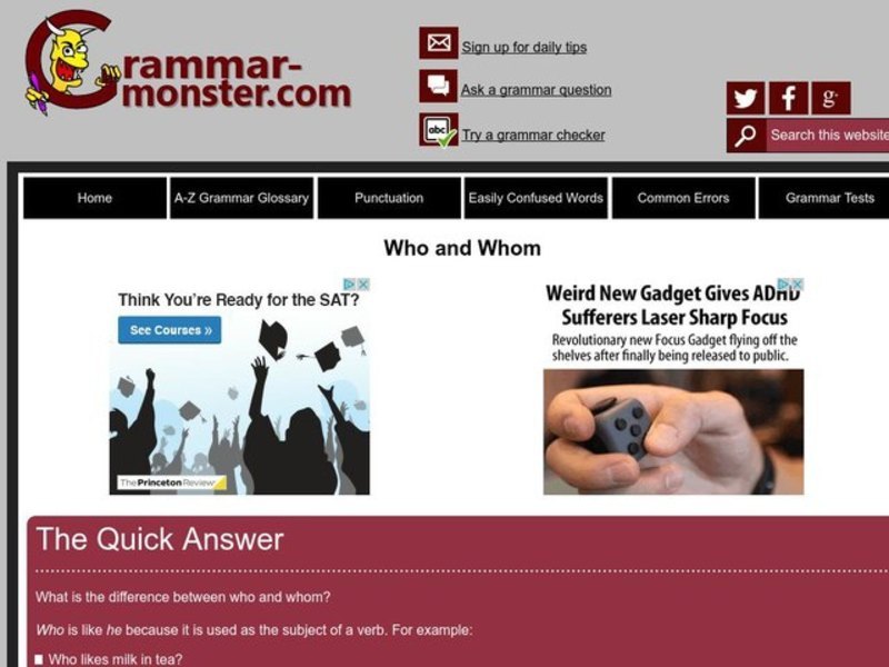 Who vs. Whom Worksheet