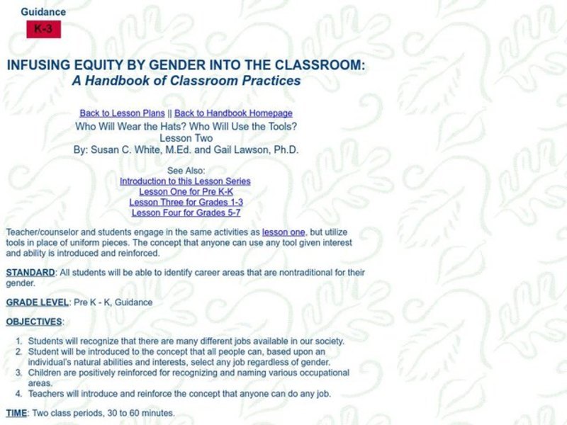 Who Will Wear the Hats? Who Will Use the Tools? Lesson Plan