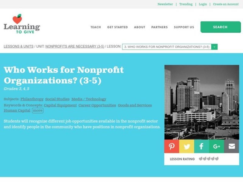 Who Works for Nonprofit Organizations? Lesson Plan