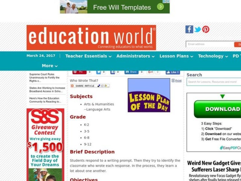 Who Wrote That? Lesson Plan