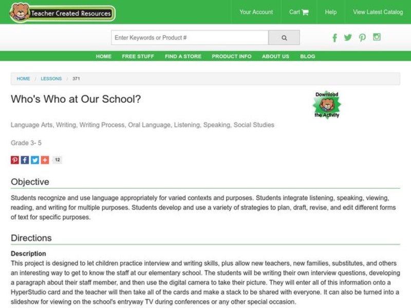 Who's Who at Our School? Lesson Plan