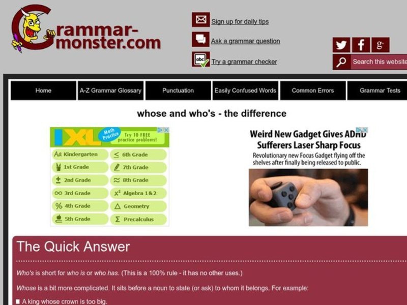 Who's vs. Whose Worksheet