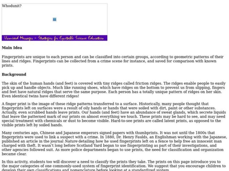 Whodunit? Lesson Plan