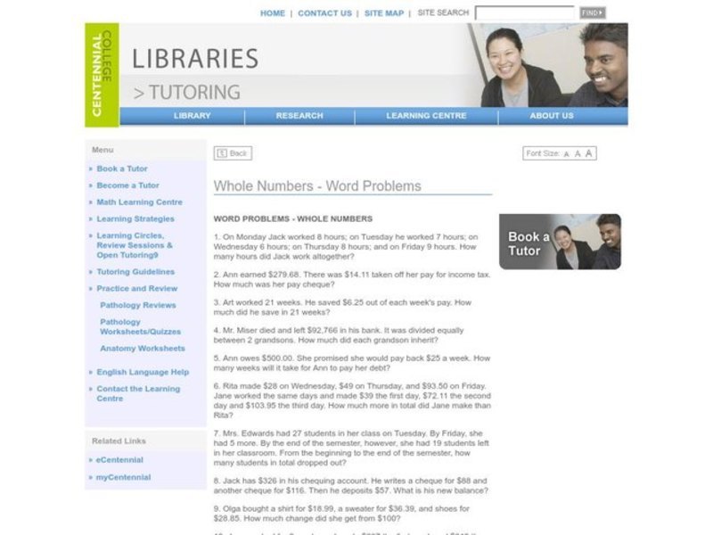 Whole Numbers Worksheet