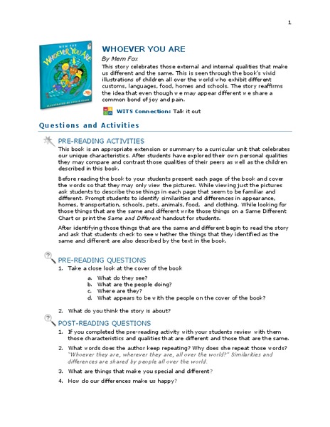 Whoever You Are Activity