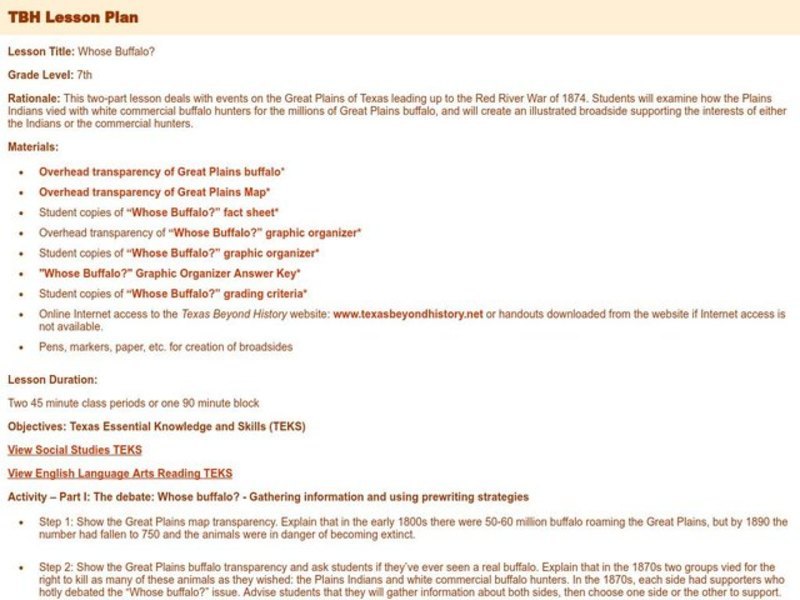 Whose Buffalo? Lesson Plan