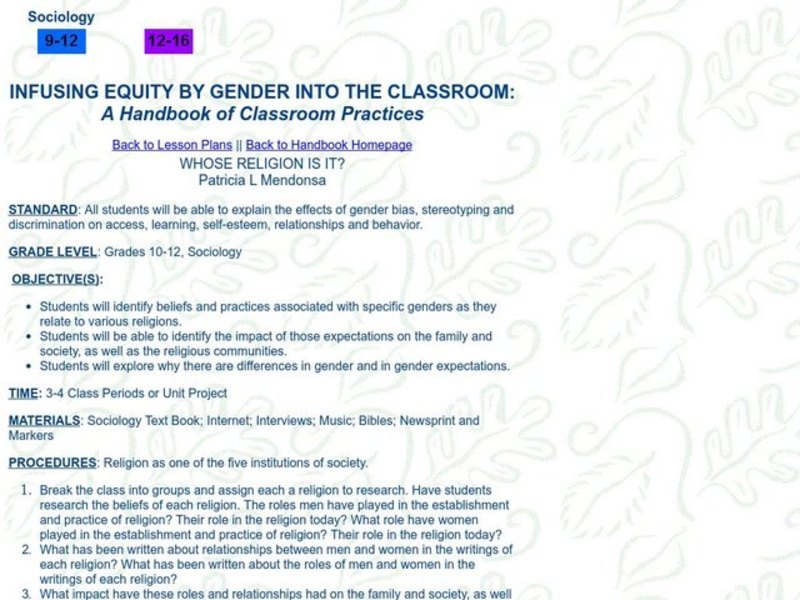 WHOSE RELIGION IS IT? Lesson Plan