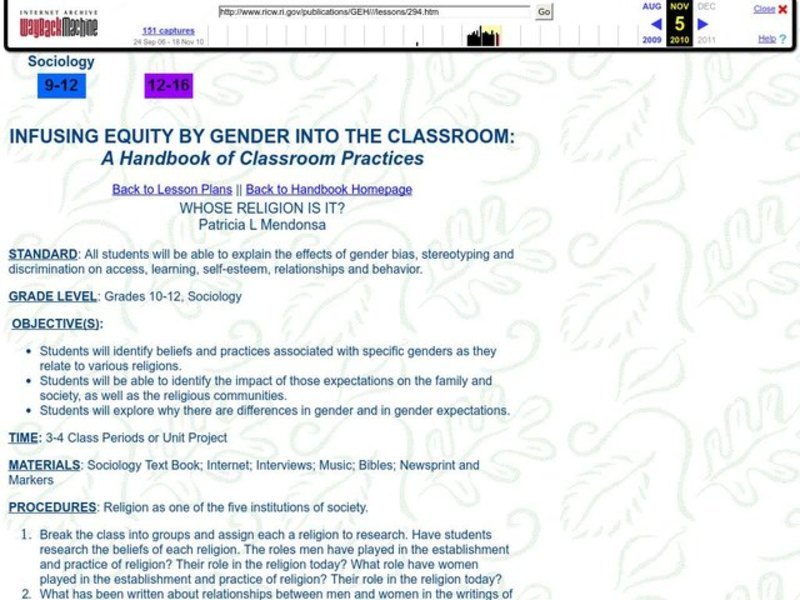 Whose Religion Is It? Lesson Plan