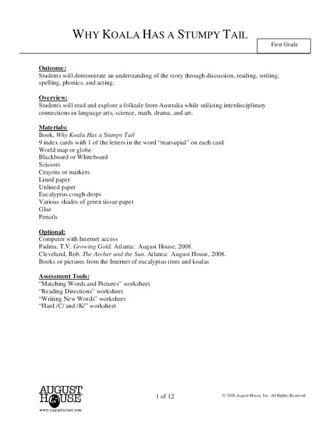 Why Koala Has A Stumpy Tail Lesson Plan