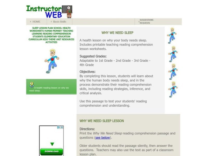 WHY WE NEED SLEEP Lesson Plan