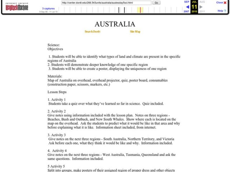 Australia Lesson Plan