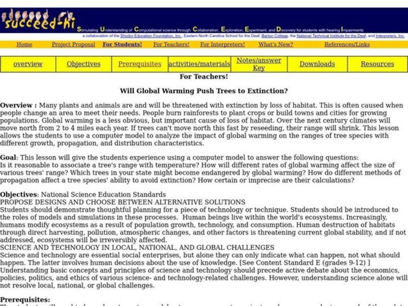 Will Global Warming Push Trees to Extinction? Lesson Plan