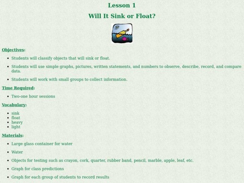 Will It Sink or Float? Lesson Plan