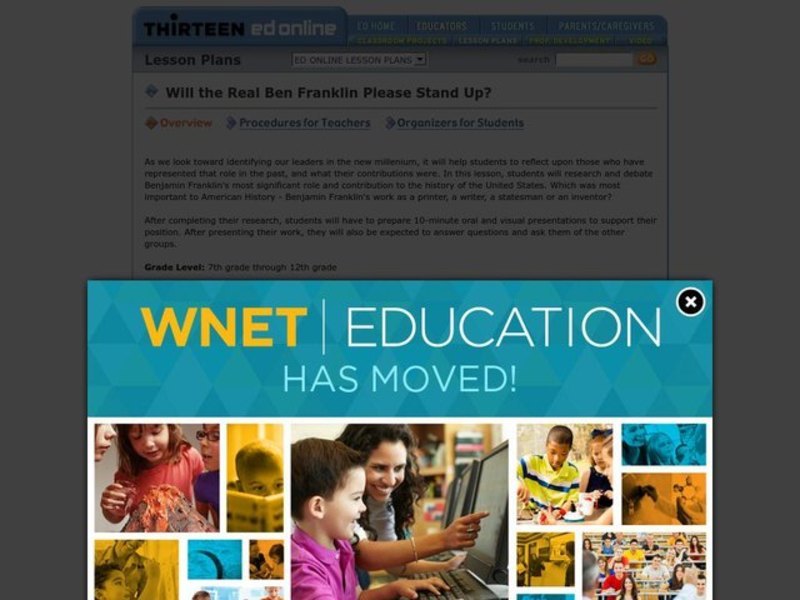 Will the Real Ben Franklin Please Stand Up? Lesson Plan