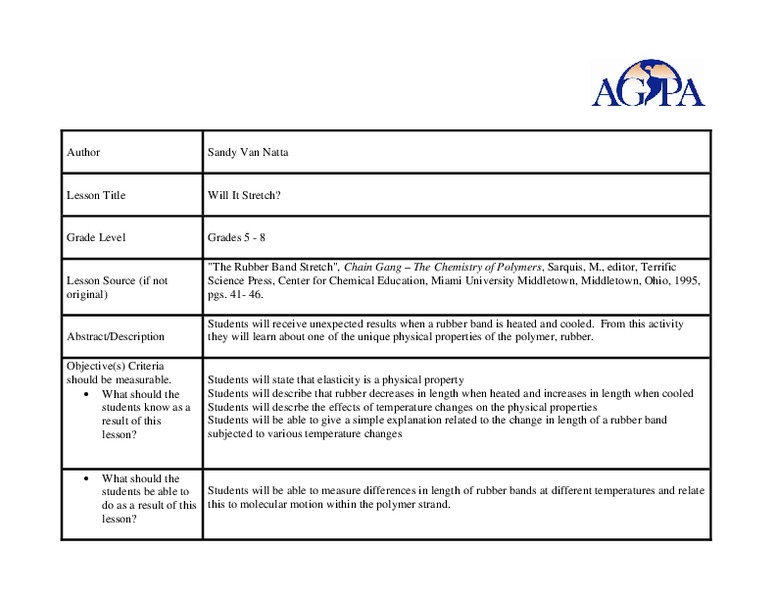 Will it Stretch? Lesson Plan