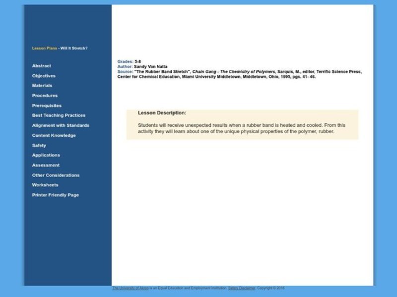 Will It Stretch? Lesson Plan