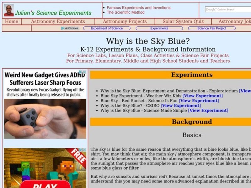 Why is the Sky Blue? Lesson Plan