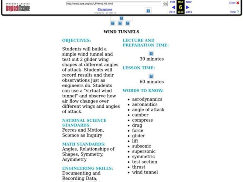 Wind Tunnels Lesson Plan