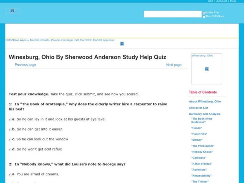 Winesburg, Ohio  by Sherwood Anderson Interactive