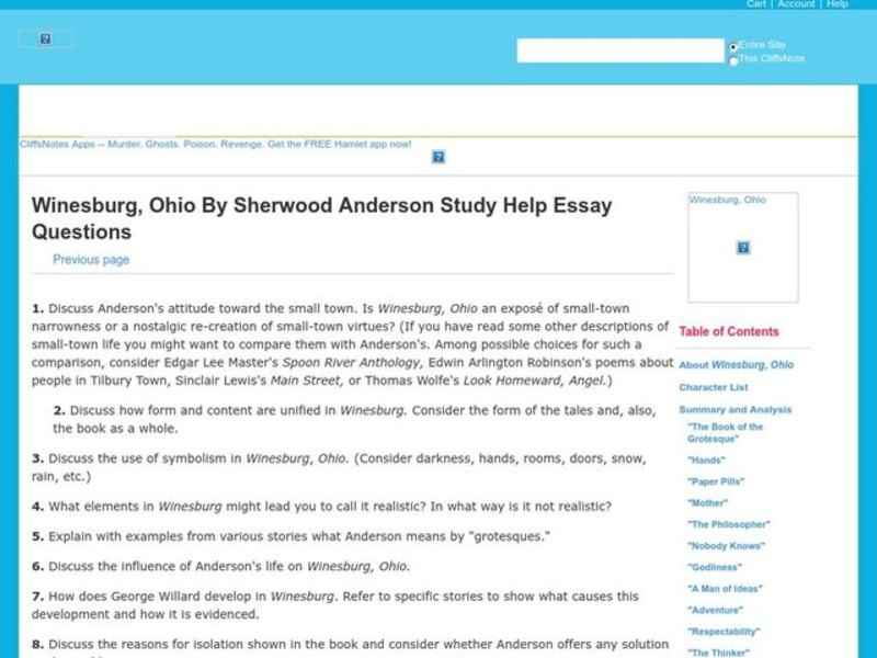 Winesburg, Ohio  by Sherwood Anderson Interactive