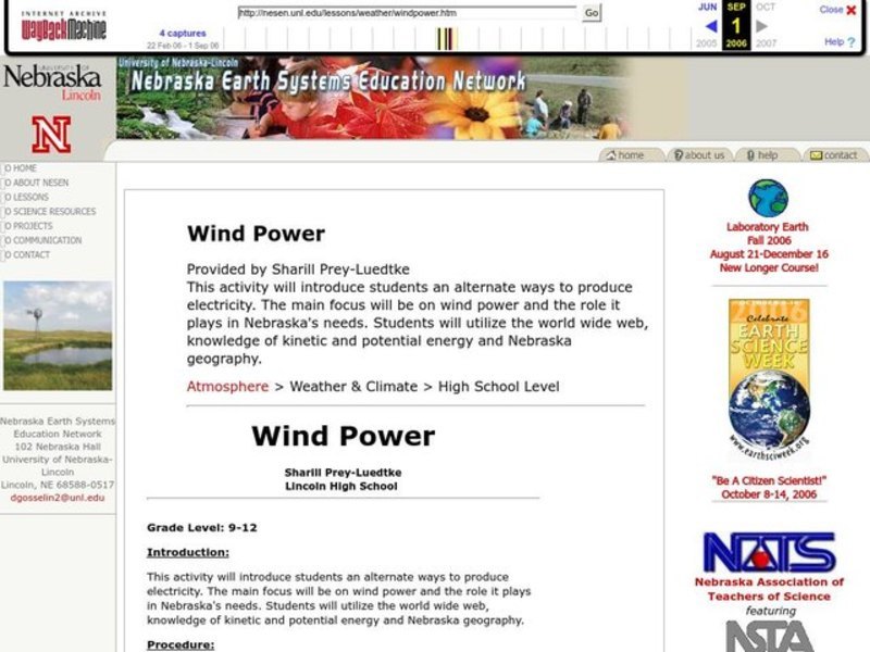 Wind Power Lesson Plan