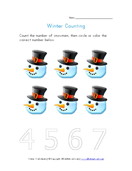 Winter Counting Worksheet